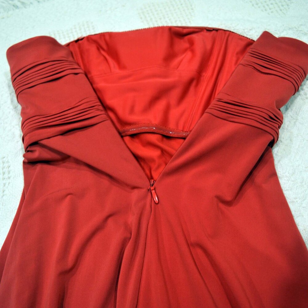 BCBGMaxAzria Red Strapless Floor length Gown - Picture 8 of 14